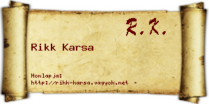 Rikk Karsa névjegykártya